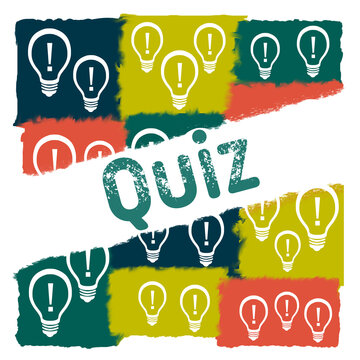 Quiz Colorful Paint Effect Bulbs Grid Badge Style 