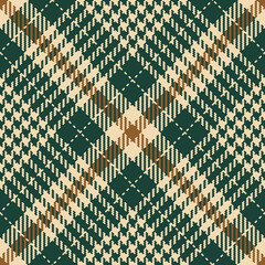 Tweed check plaid pattern in brown, beige, green for spring summer autumn winter. Seamless diagonal glen tartan for dress, scarf, skirt, throw, blanket, other modern everyday fashion fabric print. - 497412673