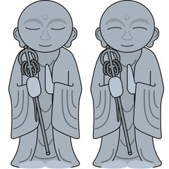 お地蔵様のイラスト（アウトラインあり）