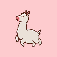 happy little cute llama cartoon character illustration