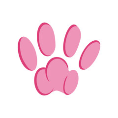 Pink animal pawprints. Sketch footprints of a rabbit, bunny, cat or dog. Vector illustration isolated in white background