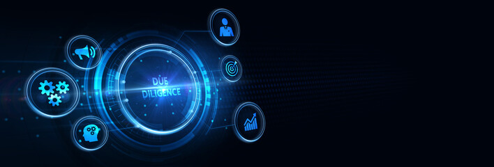 Business, Technology, Internet and network concept.  virtual screen of the future and sees the inscription: Due diligence 3d illustration