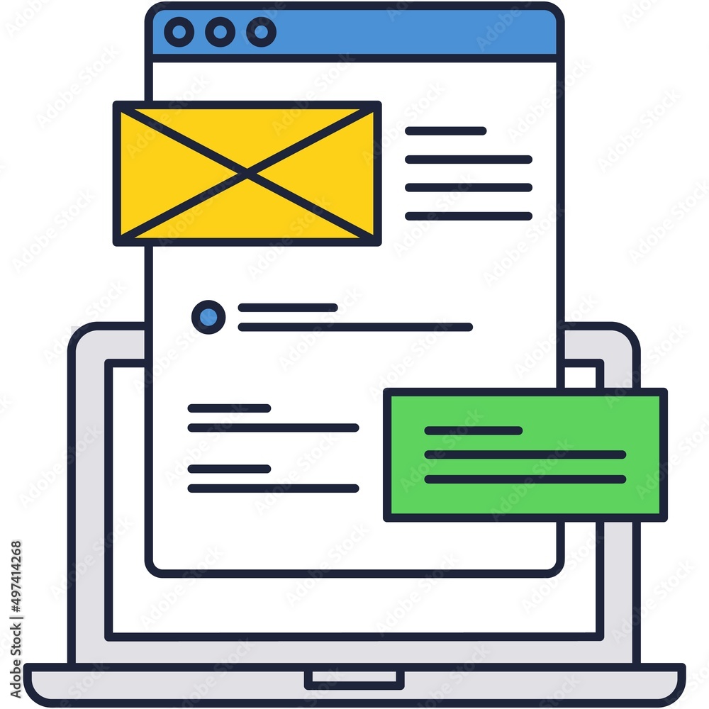 Aufkleber mailing and chatting via computer icon line vector