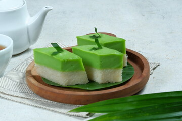 Talam ketan pandan (Kuih talam) or Kuih Seri Muka, traditional Malaysian Nyonya sweet cake. Also...