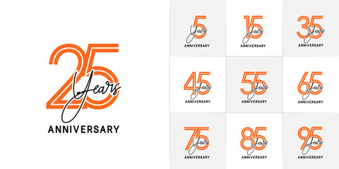 set of anniversary premium collection black and orange color can be use for celebration event