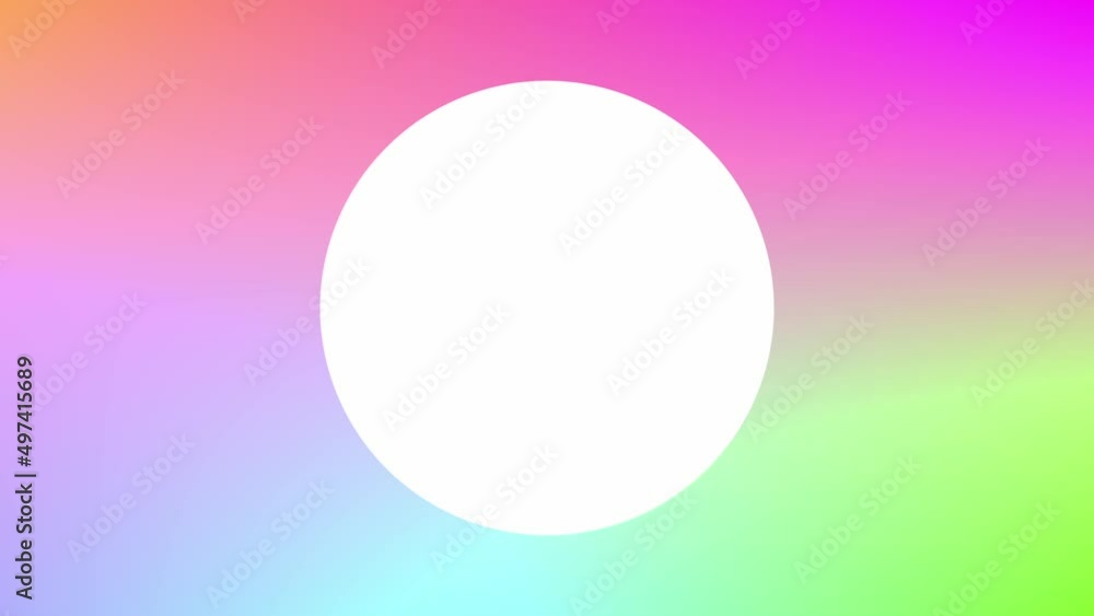 Poster colorful retro gradient background with white circle at center animating scale
