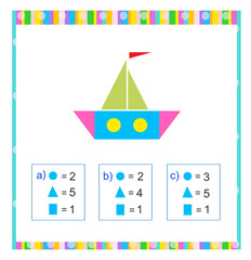 Math game for kıds. Need to find the correct answer. Practice worksheet. Vector illustration. Flat style design. (Answer is a)