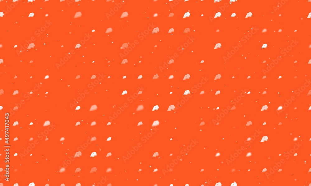 Poster seamless background pattern of evenly spaced white iron symbols of different sizes and opacity. vect
