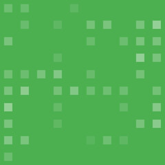 Abstract seamless geometric pattern. Mosaic background of white squares. Evenly spaced big shapes of different color. Vector illustration on green background