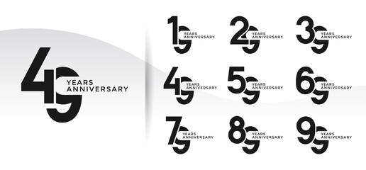 Set of Anniversary logotype and black color with white background for celebration