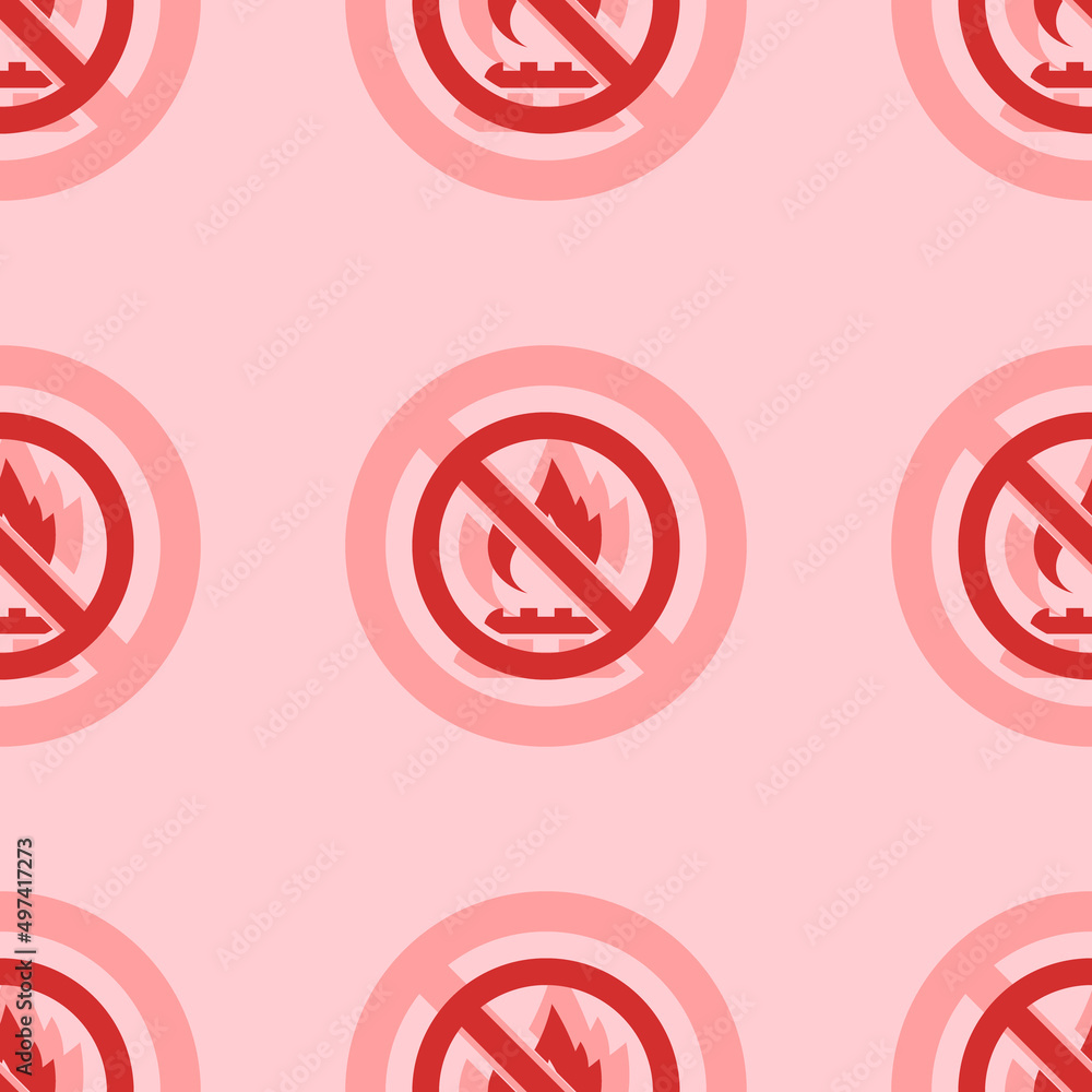 Poster seamless pattern of large isolated red no gas symbols. the elements are evenly spaced. vector illust