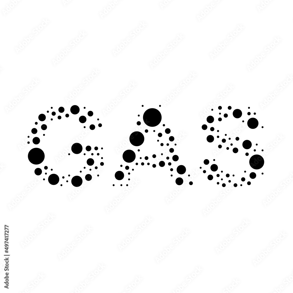 Poster a large gas text symbol in the center made in pointillism style. the center symbol is filled with bl