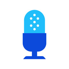 Studio record mic icon vector graphic illustration in blue