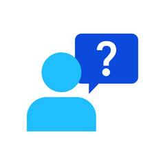 Questions icon vector graphic illustration in blue