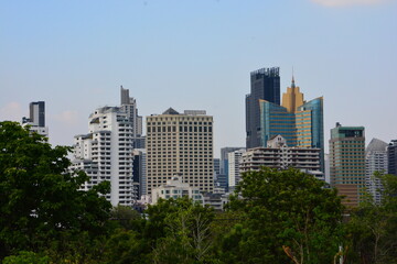 Fototapeta na wymiar Park, architecture and cityscape in Thailand 