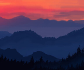 Fototapeta premium Landscape background. Abstract art template. Vector illustration.