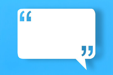 Empty white note paper floating on blue art paper background.