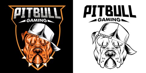 pitbull mascot esport logo design © Dominico