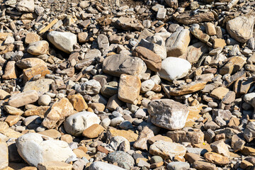 Lots of gravel limestone rocks. Rocks background.

