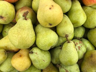 Close up of pears at the farmers market