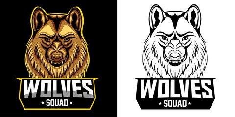 wolves squad esport logo mascot design