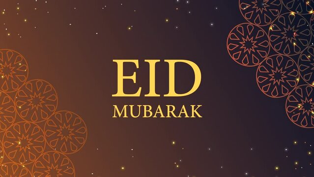 eid mubarak lettering with mandalas frame animation
