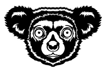 Indri monkey face vector iilustration in hand drawn style, perfect for tshirt and mascot design 