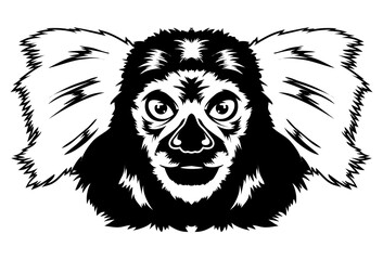 Marmoset monkey face vector iilustration in hand drawn style, perfect for tshirt and mascot design 