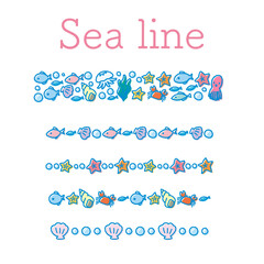 かわいくておしゃれな海の装飾ラインセット