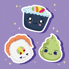 sushi kawaii stickers