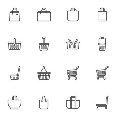 Shopping related line icons set