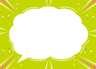 グラフィック素材　大きな吹き出しコメントバルーンと集中線放射線の背景イラスト　バナー素材