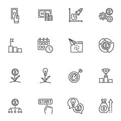 Business strategy line icons set