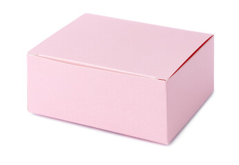 Pink paper gift box isolated on white