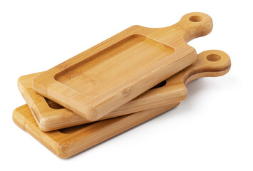 Wooden board isolated on white background, close up