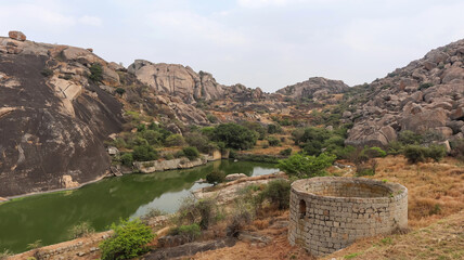 View of Gopalaswami Honda or Pond, Chitradurga fort, Karnataka, India