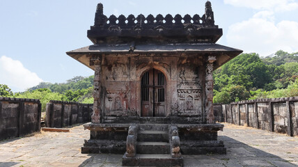Front View of main centre of Srikantheswara Temple, Kavaledurga Fort. Fort was built in 9th...