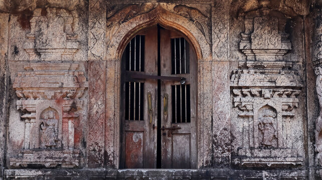 Ancient Stone Sculptures on Srikantheswara Temple, Kavaledurgsa Fort, Shimoga, Karnataka, India