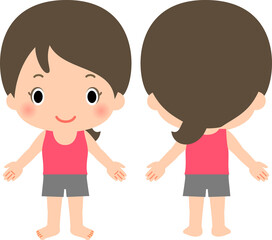 トレーニングウェアの女性の前面と背面