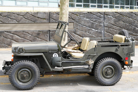 jeep willys side profile view from US 4x4 Army Truck All terrain car ancient from Second world war two