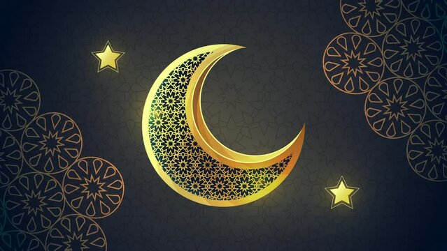 eid mubarak animation with moon and mandalas