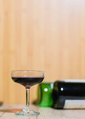 wine tasting experience Red wine glasses and great wine collection behind the scenes.