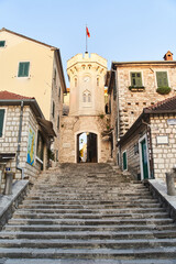 View of the streets of the old town Herceg Novi in Montenegro