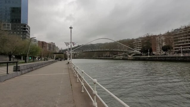zubizuri bridge in the city of bilbao