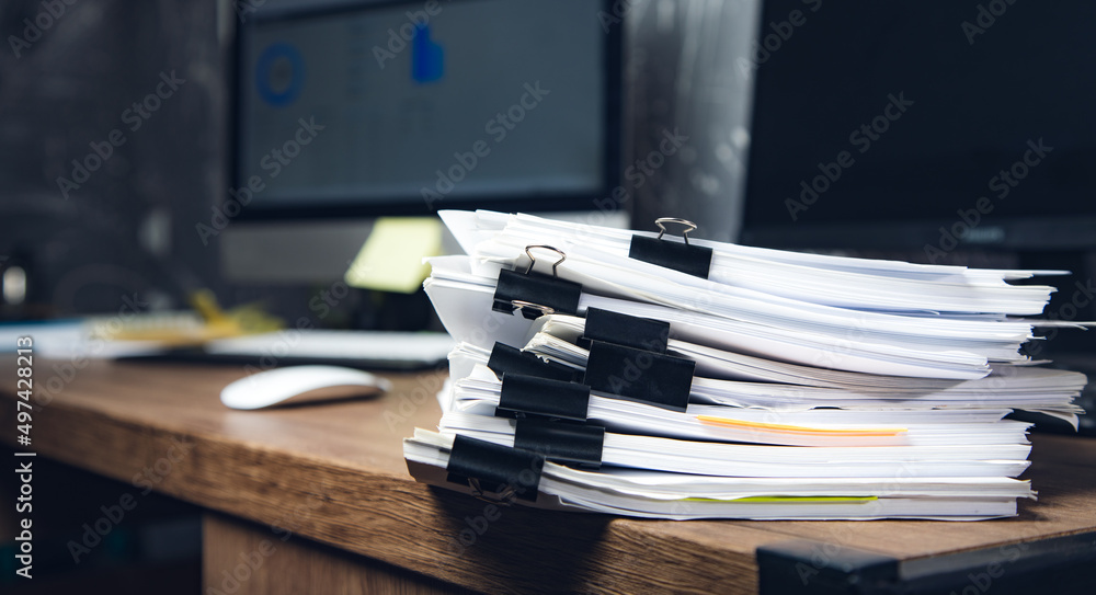 Aufkleber stack of business report paper file