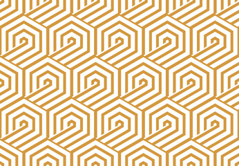 Abstract geometric pattern with stripes, lines. Seamless vector background. White and gold ornament. Simple lattice graphic design