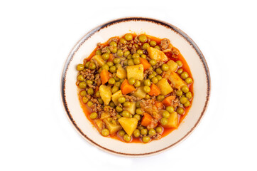 Traditional delicious Turkish food; Peas with minced meat (Turkish name; Kiymali bezelye yemegi)