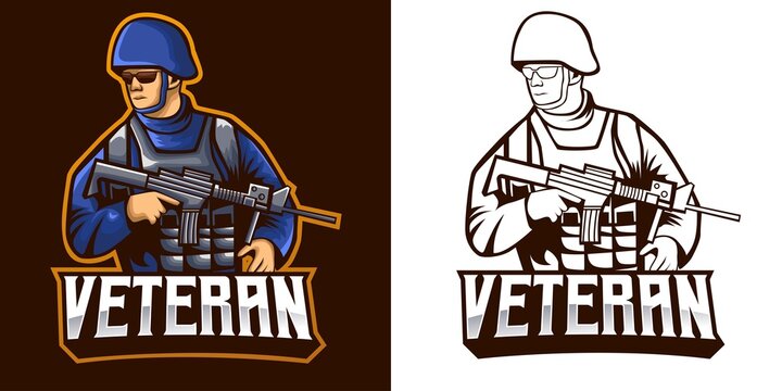 veteran soldier esport logo mascot design