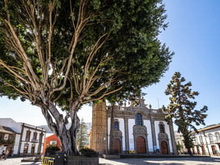 Historic town Teror with cathedral Basilica de Nuestra Senora del Pino at Gran Canaria, Spain