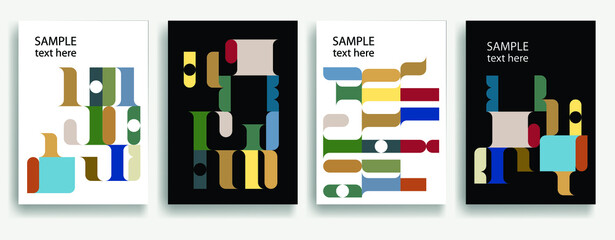 Aesthetic geometric brochures . Bauhaus poster . Modern art .Abstract minimal negative space composition . Contemporary vector  design 